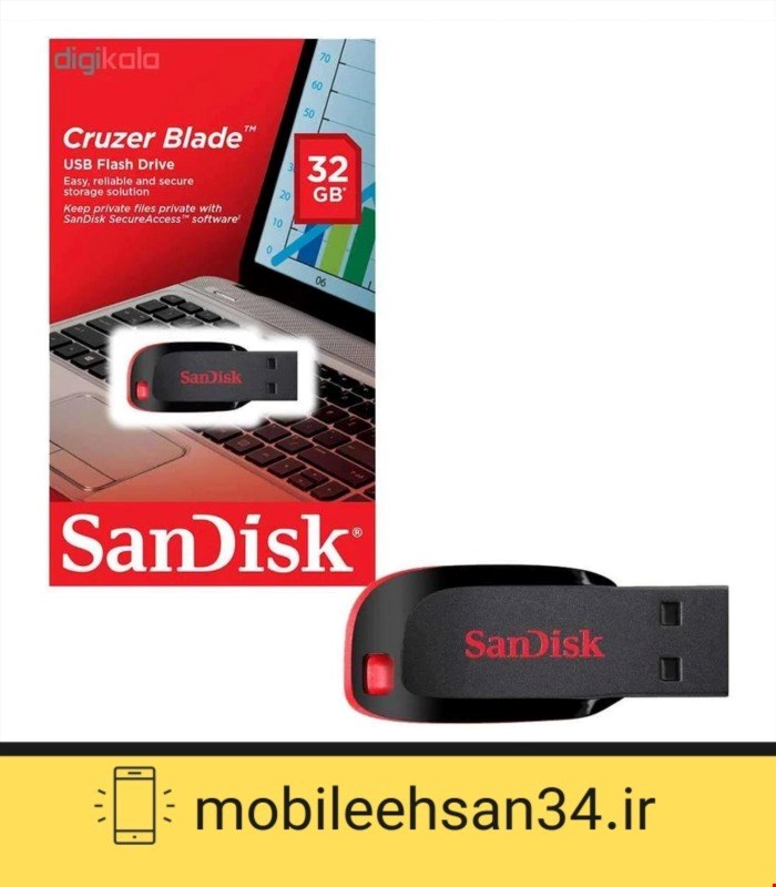  فلش مموری سن دیسک مدل Cruzer Blade CZ50 ظرفیت 32 گیگابایت با رابط USB 2.0
